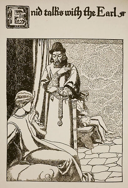 Enid talks with the Earl, illustration from The Story of the Grail