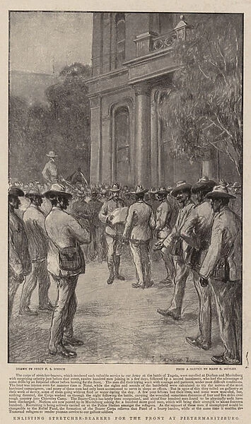 Enlisting Stretcher-Bearers for the Front at Pietermaritzburg (litho)