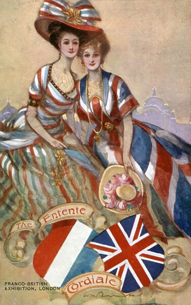 The Entente Cordiale, Franco-British Exhibition, London, 1908 (colour litho)
