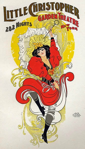 Entertainment. Dance. Cancan dancer. Poster by H. A. Thomas for a show at the Little