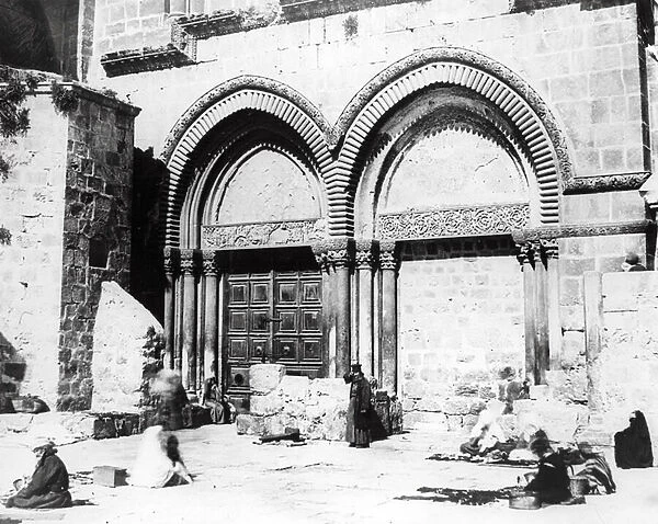 Entrance to the Church of the Holy Sepulchre, 1865 (b  /  w photo)