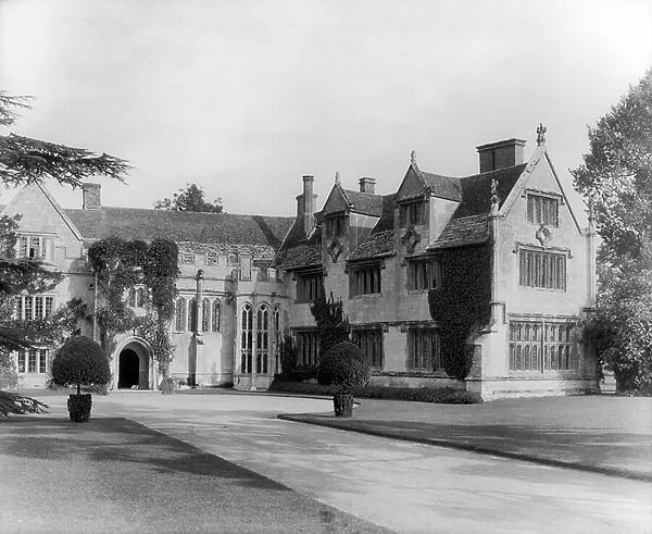 The entrance front, Athelhampton, in 1906, from The English Manor House (b / w photo)