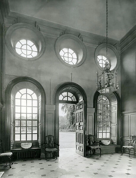 The entrance hall at Biddesden House, Wiltshire, 1938, from The English Manor House (b / w photo)