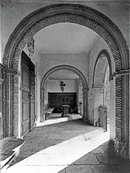 The entrance loggia, Bramshill, from The English Country House (b / w photo)