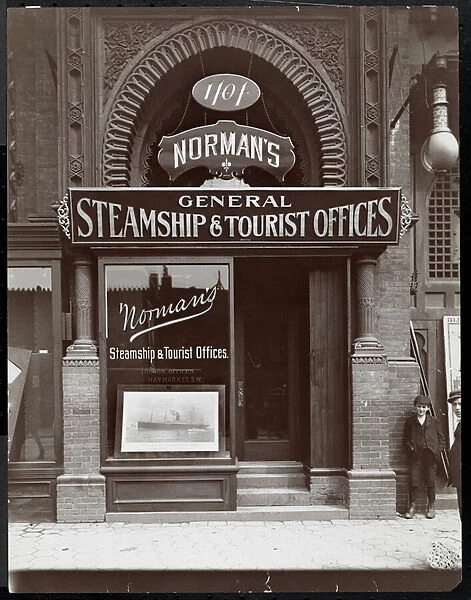 Entrance to Normans Steamship and Tourist Offices at 1404 Broadway near 39th Street