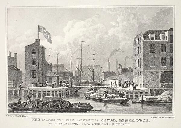 Entrance to the Regents Canal, Limehouse, from London and it
