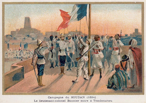 Entry of Lieutenant-Colonel Bonnier into Timbuktu (chromolitho)