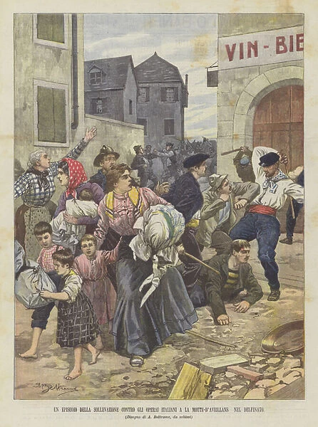 An Episode From The Uprising Against Italian Workers At La Motte-D Aveillans In The Dauphinate (colour litho)