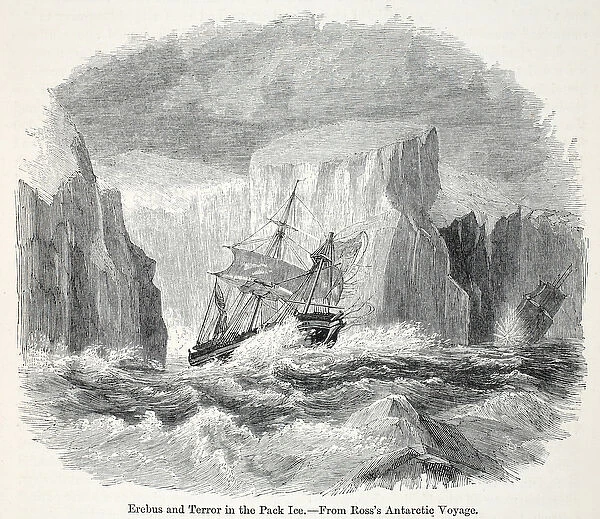 The Erebus and the Terror Among Icebergs (engraving)