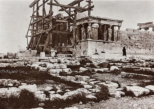 The Erechtheion during the restoration work, Acropolis of Athens