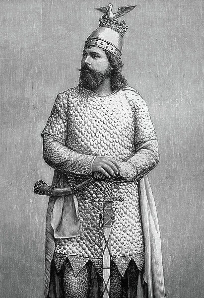 Ernst van Dyk as Lohengrin, historical illustration circa 1893