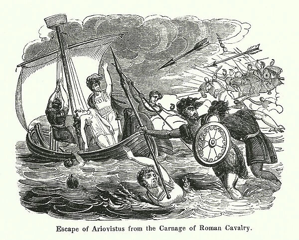 Escape of Ariovistus from the Carnage of Roman Cavalry (engraving)