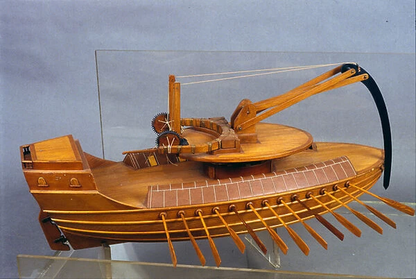 Escorpio, boat with the eperon. Model from the drawing of Leonardo da Vinci