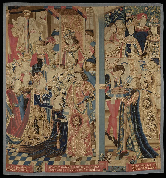 Esther and Ahasuerus, c. 1460-1485 (wool and silk)