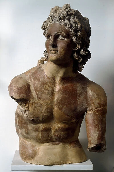 Etruscan art: mans torso probably Apollo inspired by a statue of Alexander the Great