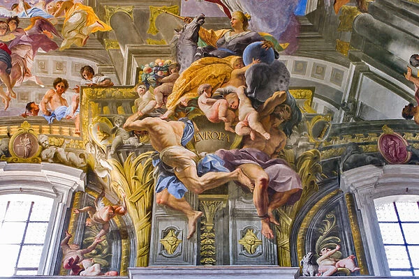 Europe, detail of the allegories of the continents, 1685 (fresco)