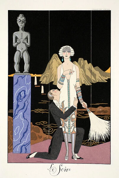 Evening, from Falbalas & Fanfreluches, Almanach des Modes Presentes, Passees et Futures, 1926 (colour litho)
