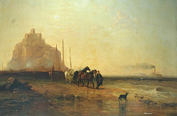 Evening off St Michaels Mount, 1855 (oil on canvas)