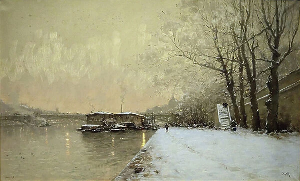 In the evening, Paris under the snow (1892). Iwill (known as Leon Clavel, 1850-1923). Pastel on canvas. Musee des Beaux-Arts de la Ville de Paris, PeuPalais