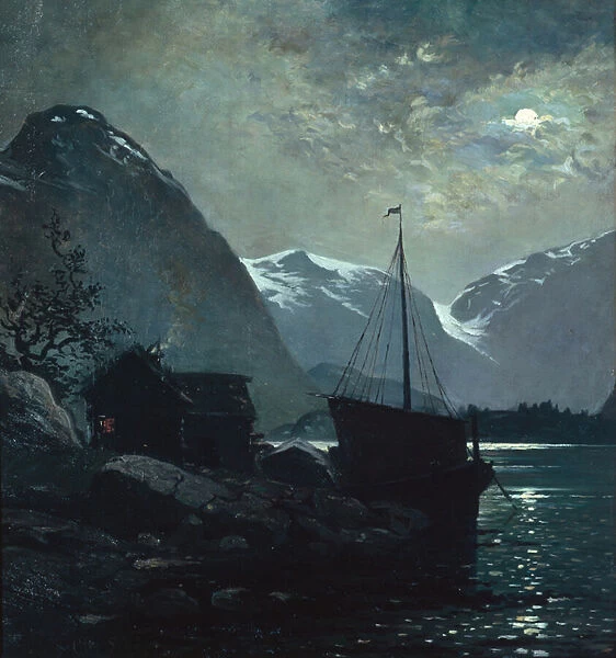 Evening in Vestlandsfjord (oil on canvas)