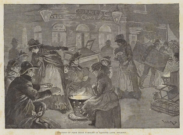 Eviction of Poor Irish Families in Leather Lane, Holborn (engraving)