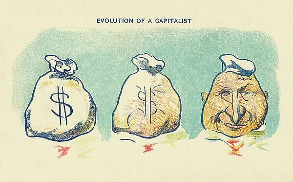 Evolution of a capitalist (colour litho)