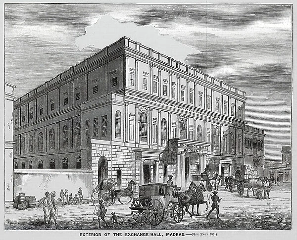 Exchange Hall, Madras, India (engraving)