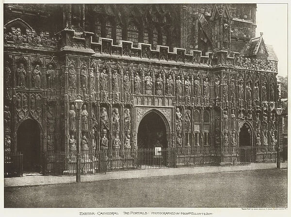 Exeter Cathedral, The Portals (b  /  w photo)