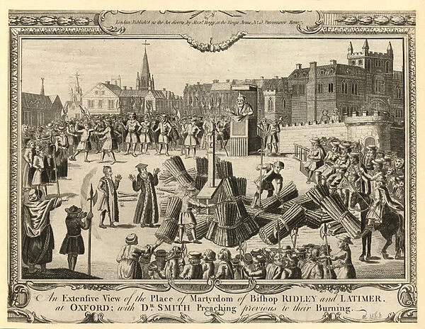 The extensive view of the place of martyrdom of Bishop Ridley and Latimer (engraving)