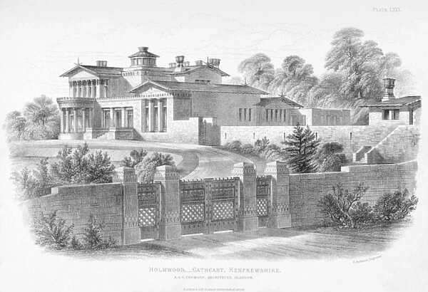 Exterior view of Holmwood, Glasgow (engraving)