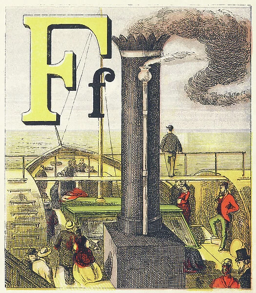F for the Funnel that puffs out the smoke, 1872 (illustration)