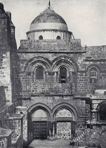 Facade of the Church of the Holy Sepulchre (b  /  w photo)