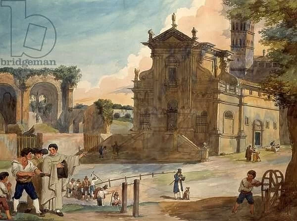 Facade of the Church of St. James of the Incurables, 1833 (w  /  c on paper)