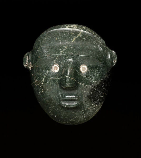 Face Effigy, 100 BC-250 AD (jadeite & shell)