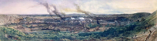 Factories at Le Creusot in 1848, 1855 (oil on paper) (see detail 157311)