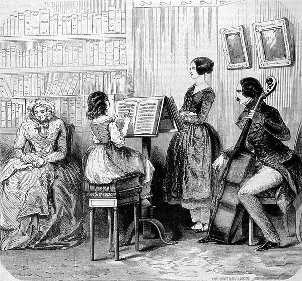 A family concert, engraving around 1860