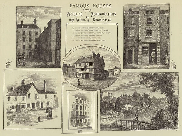 Famous Houses, Some Pictorial Rememorations of Old Actors and Dramatists (engraving)
