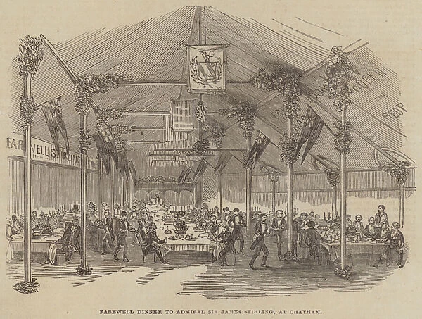 Farewell Dinner to Admiral Sir James Stirling, at Chatham (engraving)