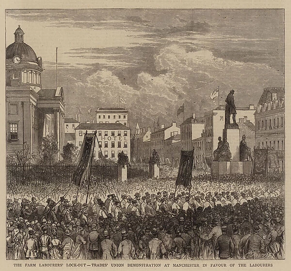 The Farm Labourers Lock-out, Trades Union Demonstration at Manchester in Favour of the Labourers, 1874 (engraving)