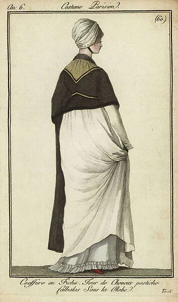 Fashionable woman seen at Tivoli Gardens, 1798 (handcoloured copperplate engraving)