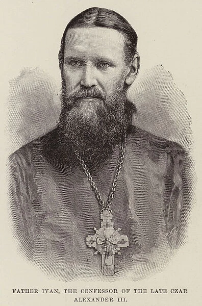 Father Ivan, the Confessor of the Late Czar Alexander III (engraving)