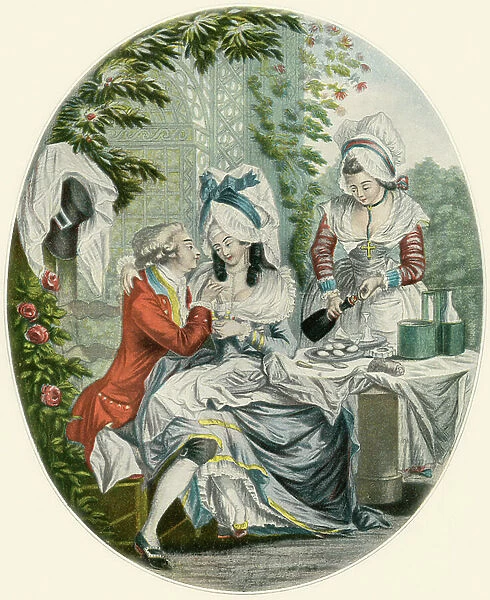 Feast of the Lovers, after a work by Le Clerc, 1810. From Illustrierte Sittengeschichte vom Mittelalter bis zur Gegenwart by Eduard Fuchs, published 1909
