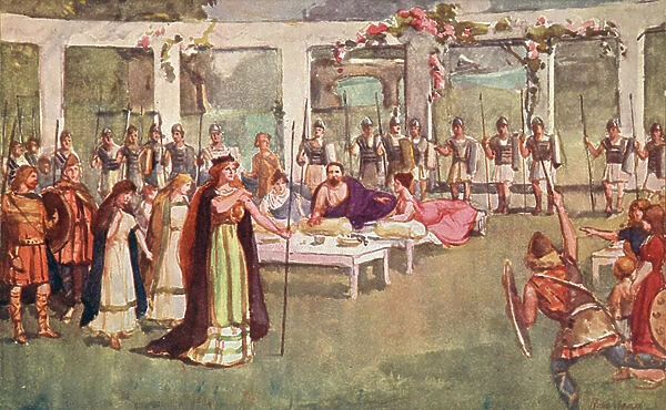 Feast of the Romans, Bury St Edmund's Pageant, 1907 (colour litho)