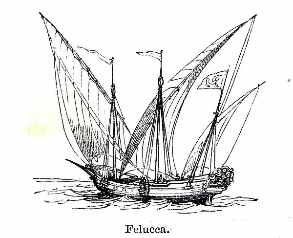 A felucca, an Egyptian sail boat, 1850