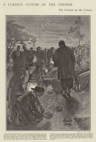 The Festival of the Graves, China (litho)