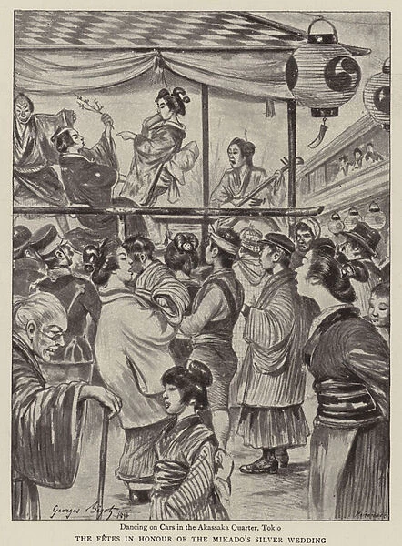 The fetes in honour of the Mikados silver wedding (litho)