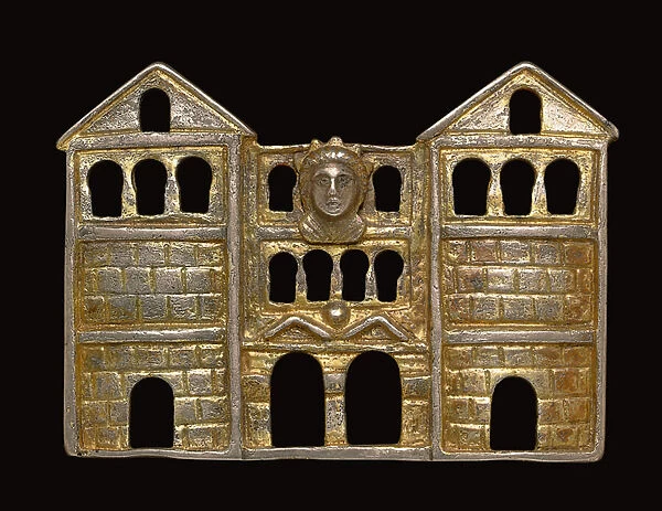 Fibula in the form of a three-storey tripartite gate of rusticated masonry, c