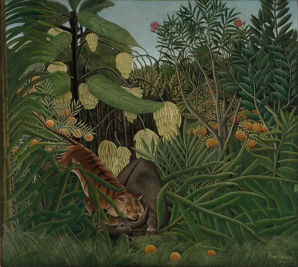 Fight between a Tiger and a Buffalo, 1908 (oil on canvas)