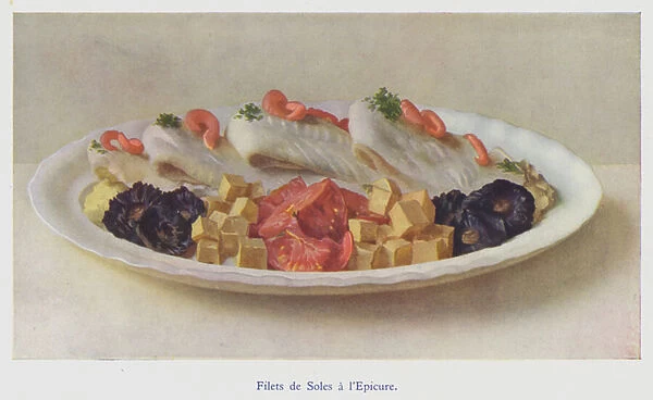 Filets de Soles a l Epicure (colour litho)
