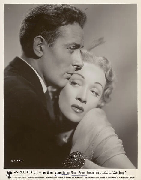 Still from the film Stage Fright with Michael Wilding and Marlene Dietrich